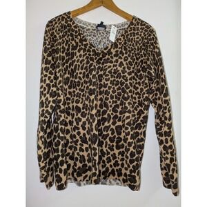 NWT Talbots Leopard Cashmere V-Neck Sweater S L $199 quiet luxury capsule animal